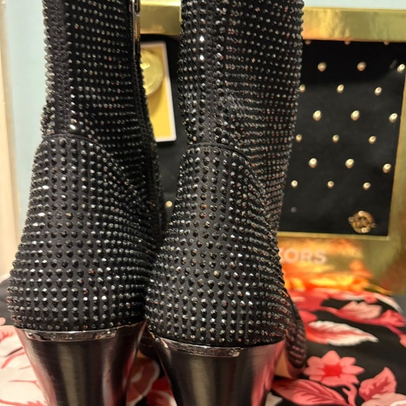 Michael Kors Black Crystal Studded Ankle Boots | Size 10M | Block Heel | Glam St - Picture 6 of 9